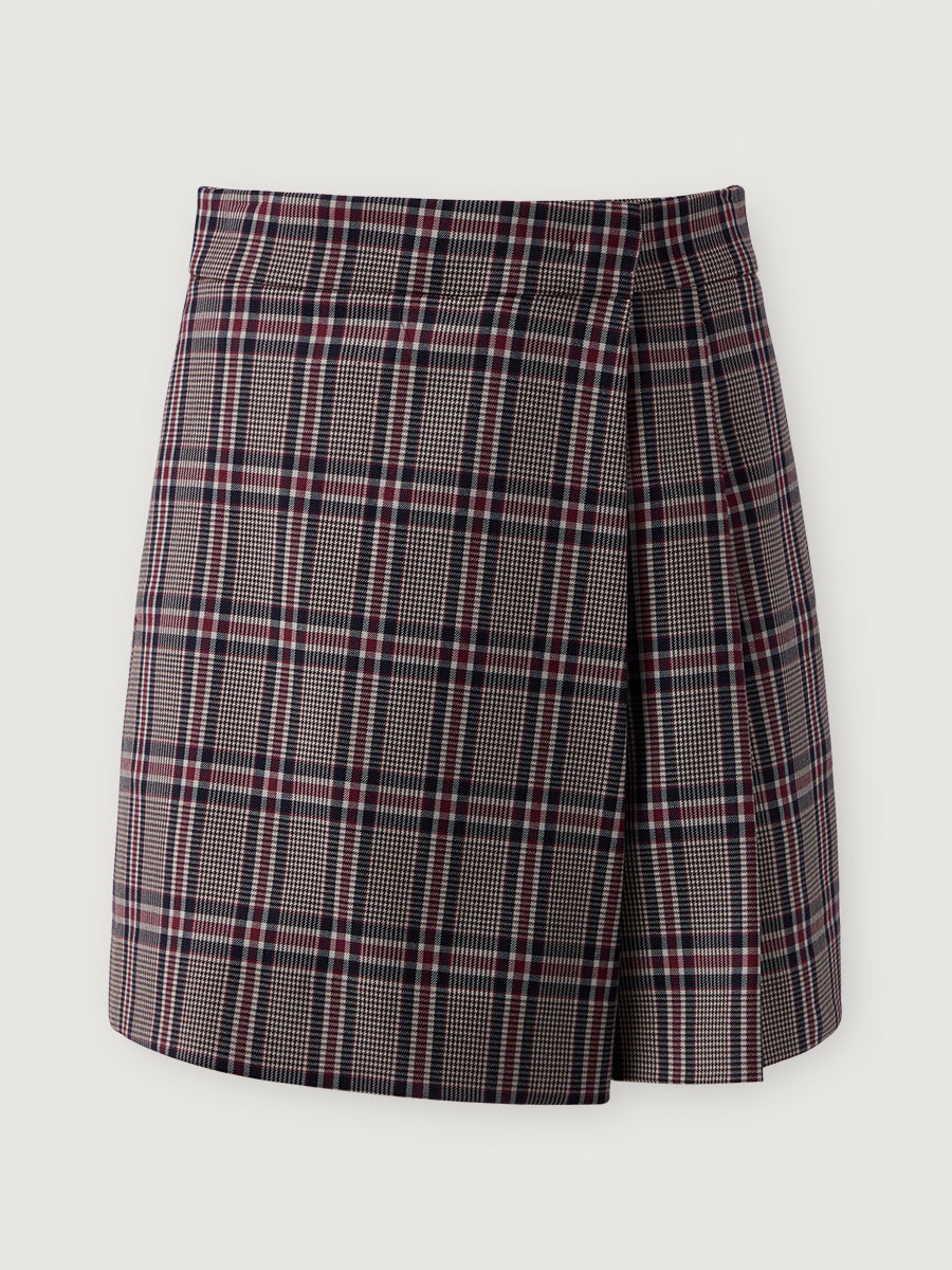 Plaid Wrap Skort _ Classic Glen Check