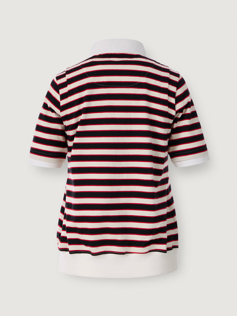 Striped Blouson Top _ Noir Red Stripe