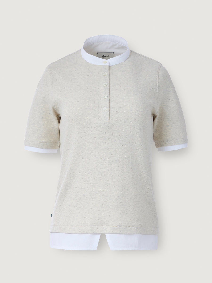 Pointelle Cotton Henley _ Oatmeal