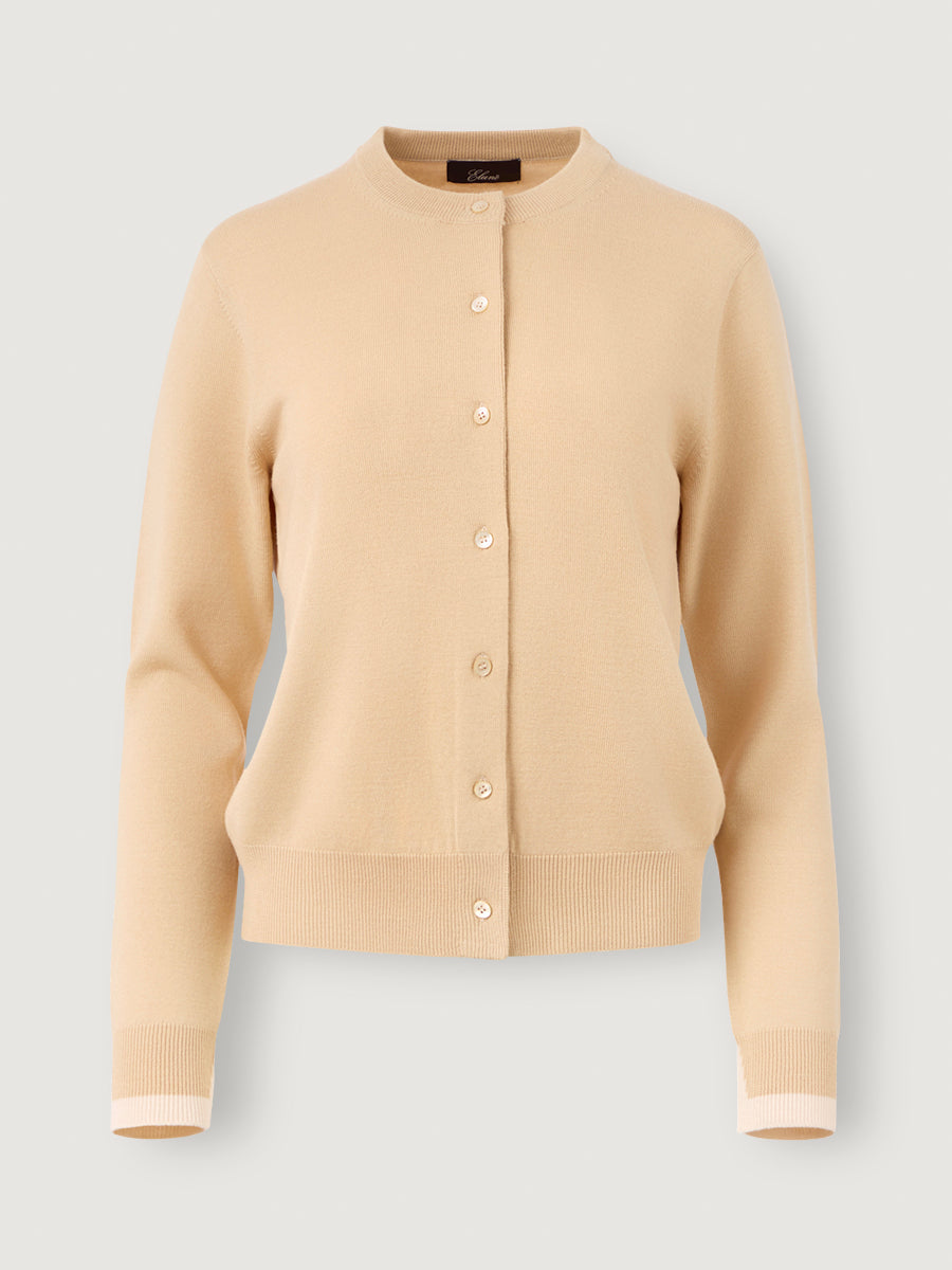 Classic Crewneck Cardigan _ Soft Camel