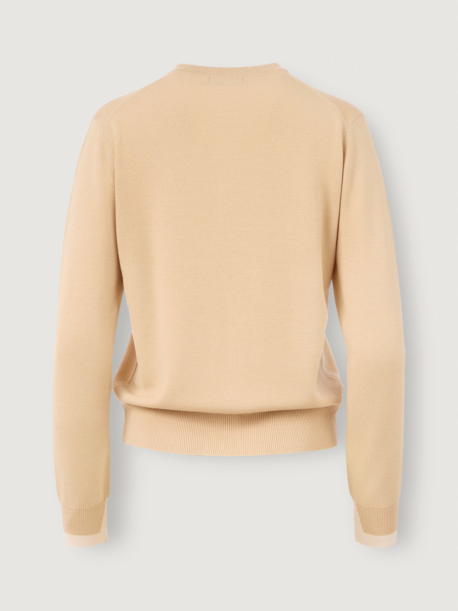 Classic Crewneck Cardigan _ Soft Camel