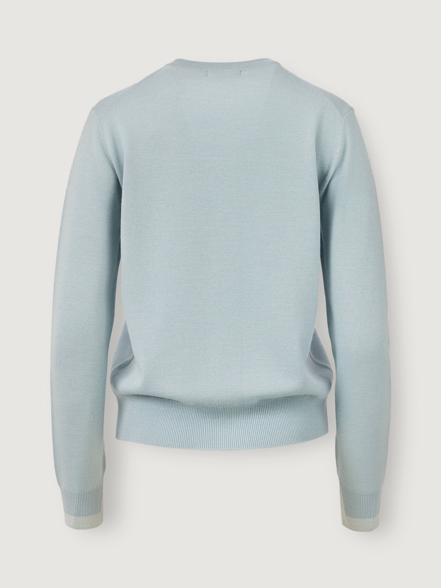 Classic Crewneck Cardigan _ Horizon Blue