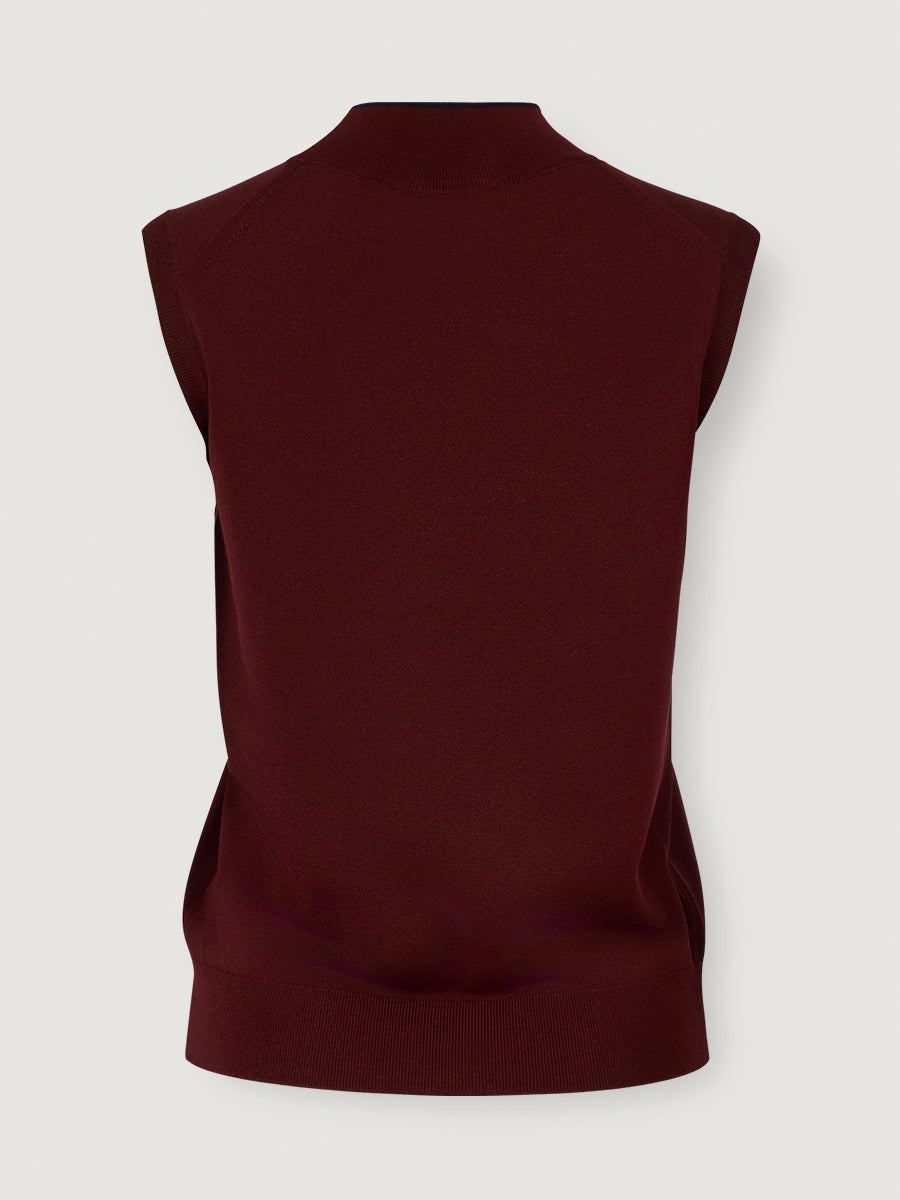 Mock-neck Vest _ Deep merlot