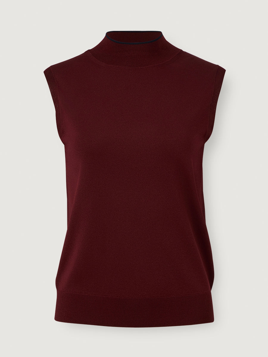 Mock-neck Vest _ Deep merlot