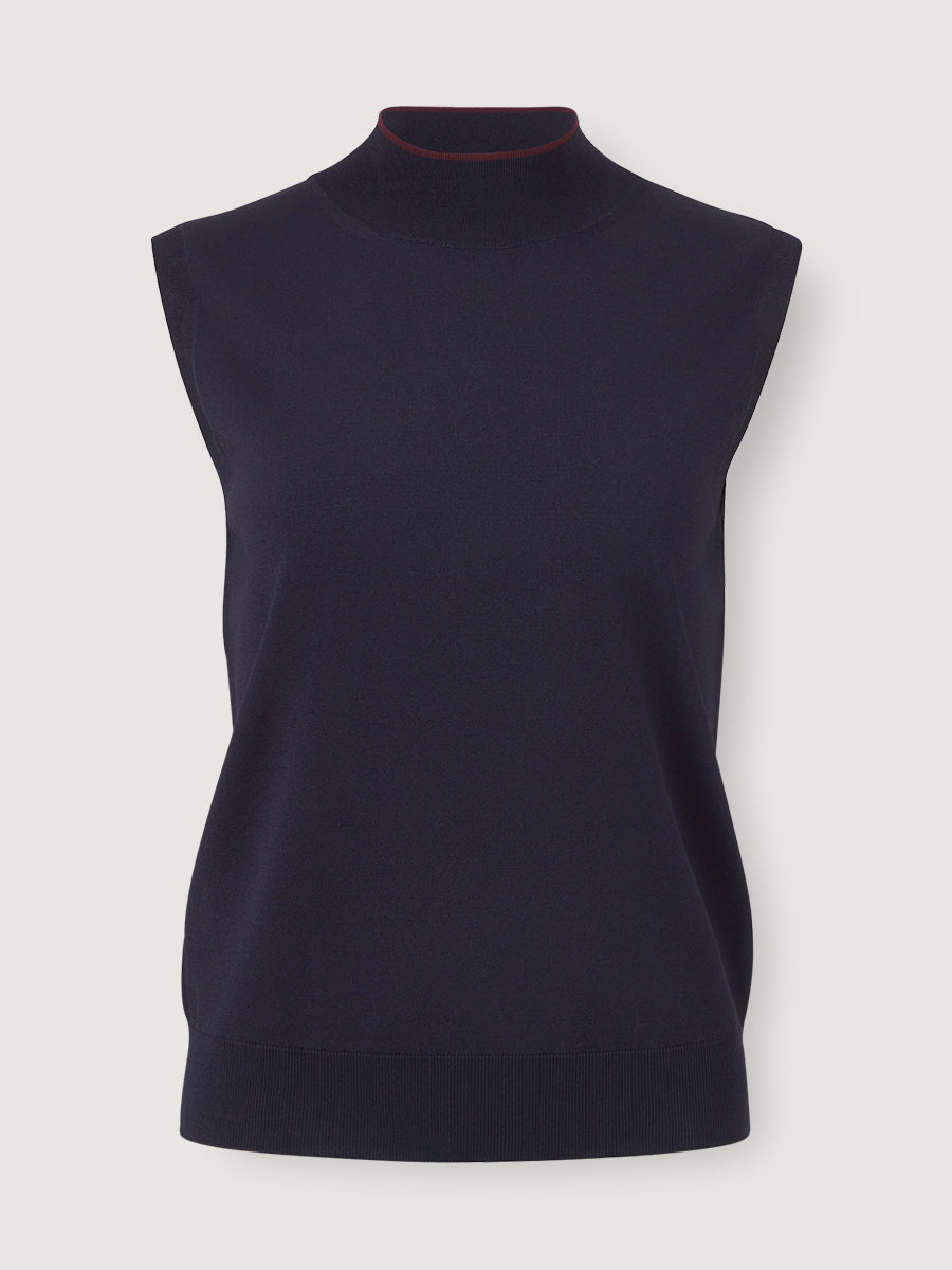 Mock-neck Vest _ Midnight Navy