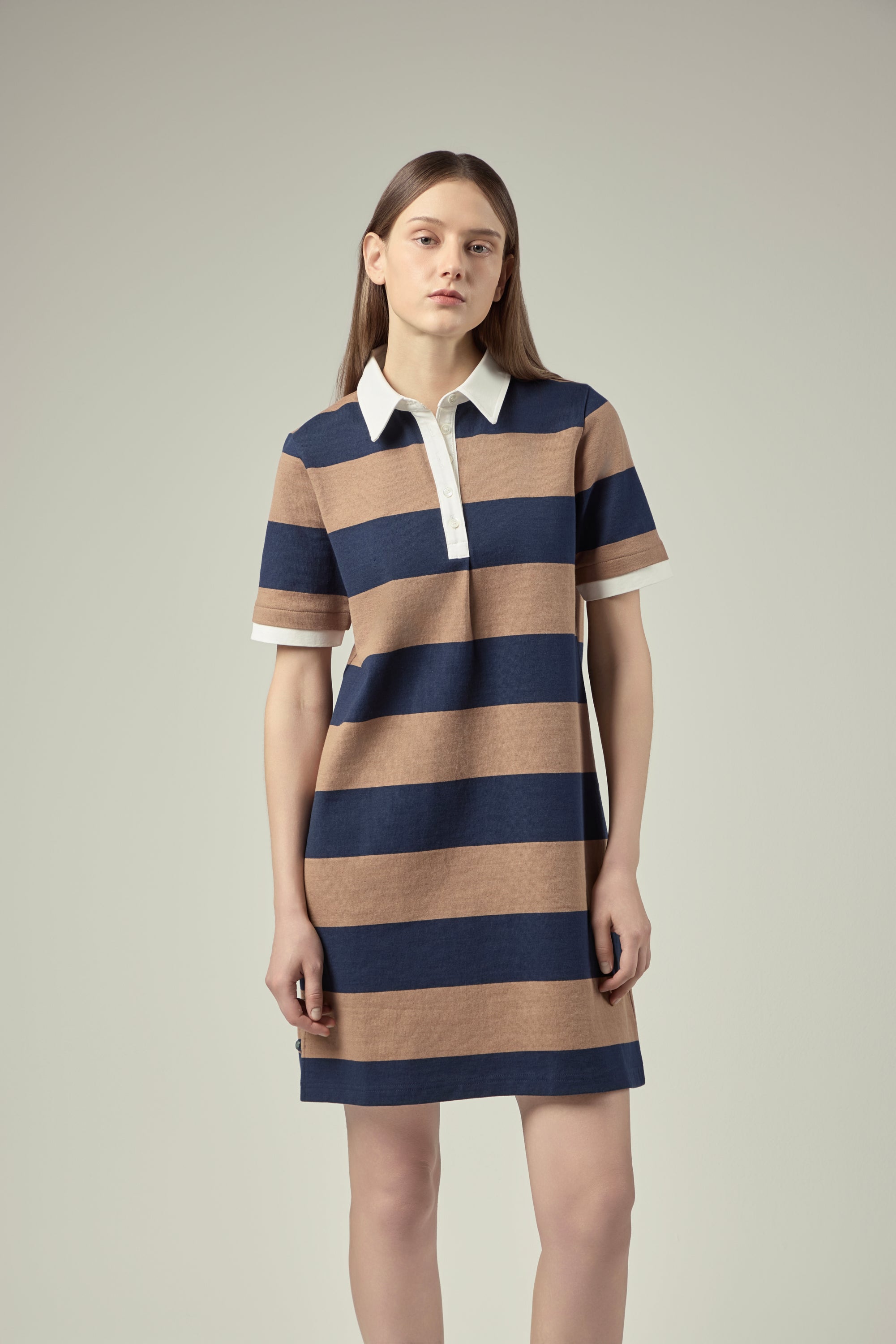 Rugby Dress _ Camel and Navy