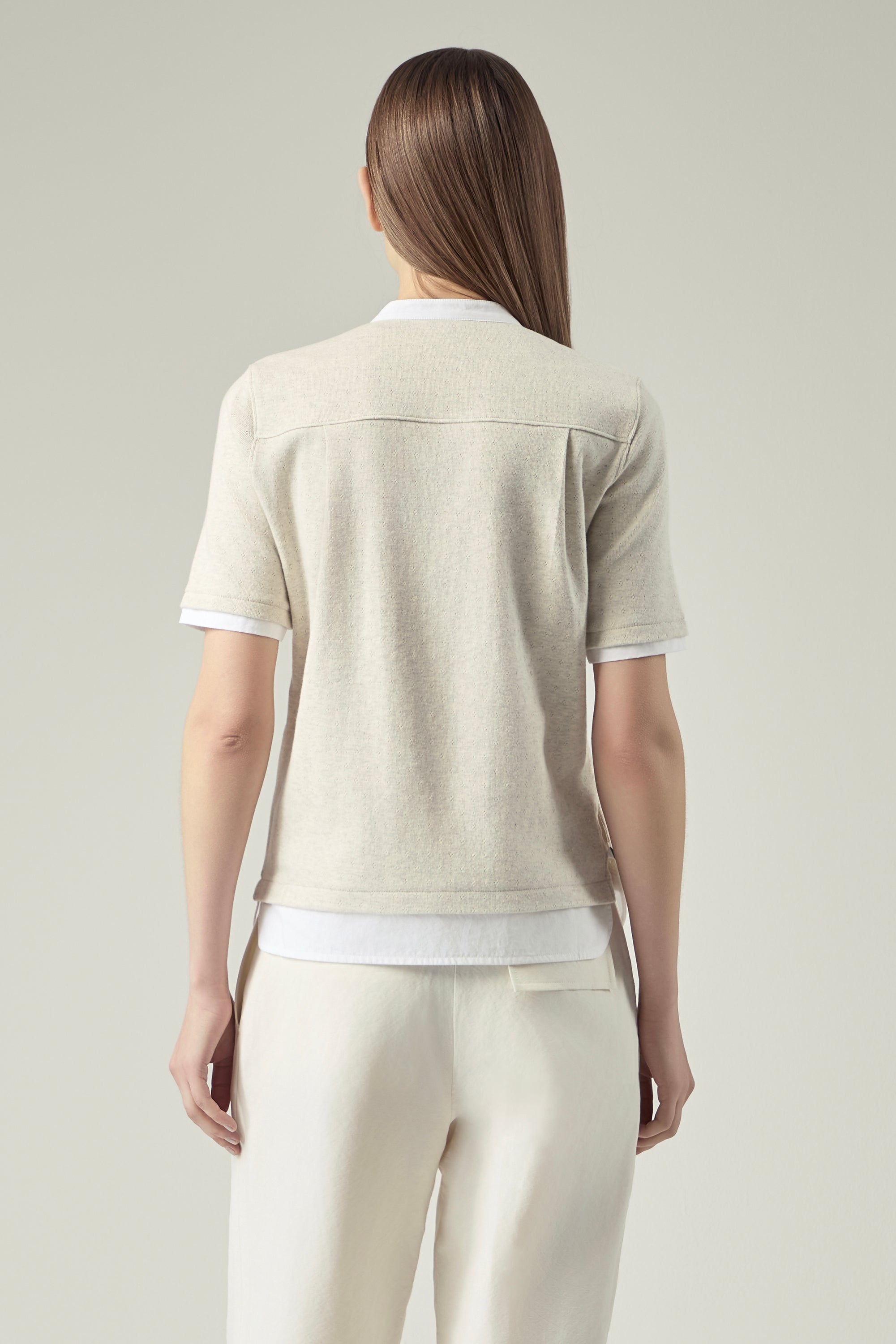 Pointelle Cotton Henley _ Oatmeal