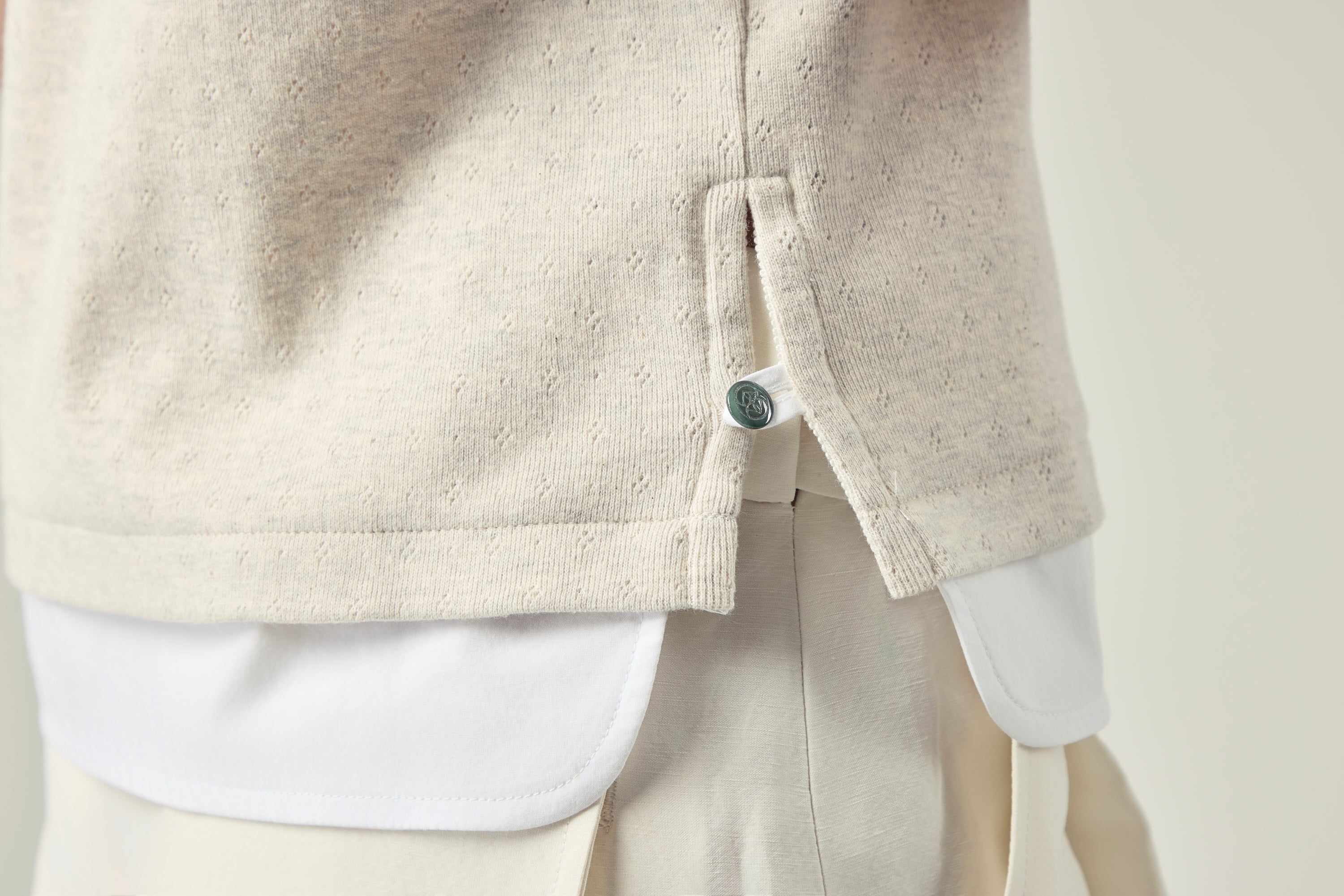 Pointelle Cotton Henley _ Oatmeal