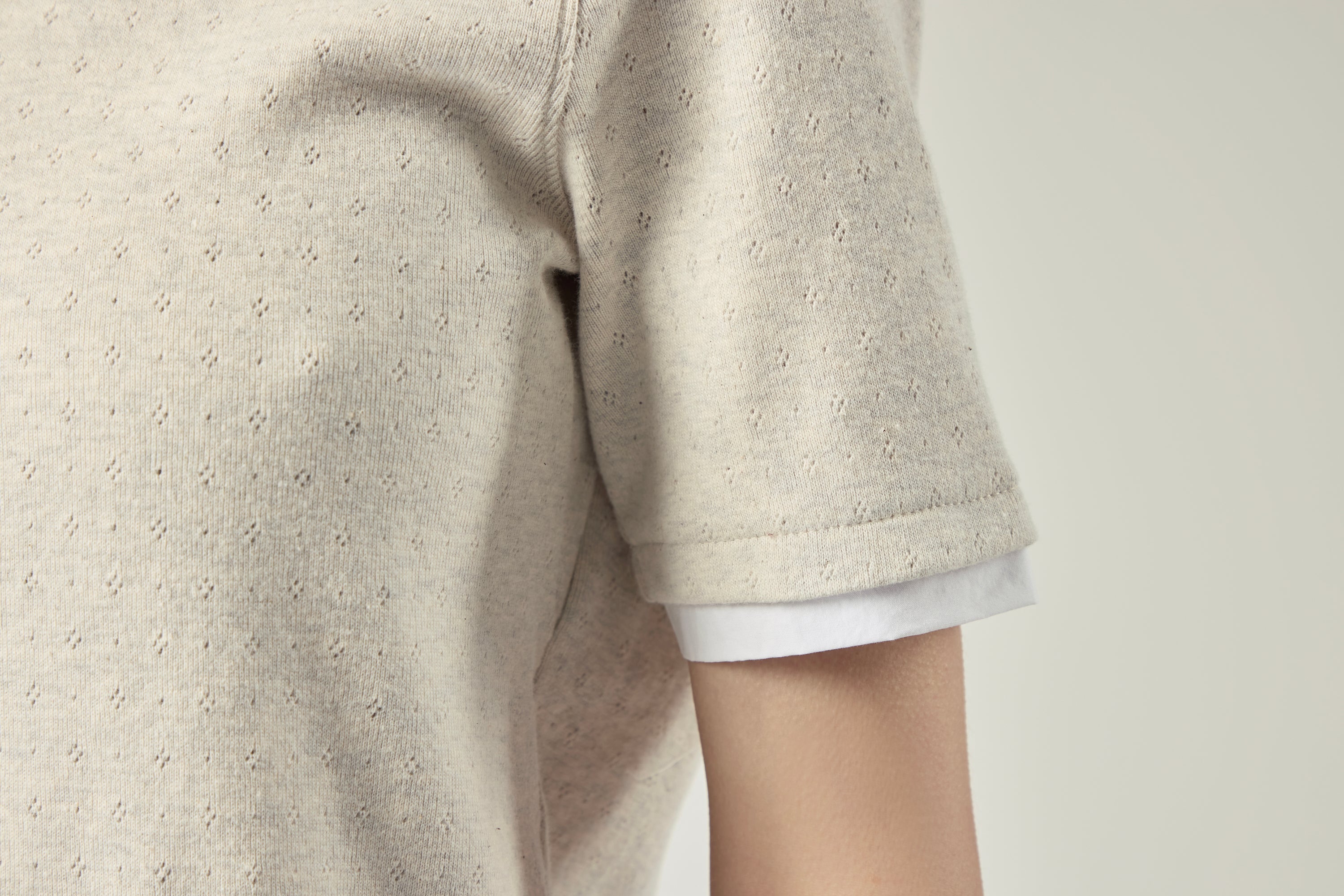 Pointelle Cotton Henley _ Oatmeal