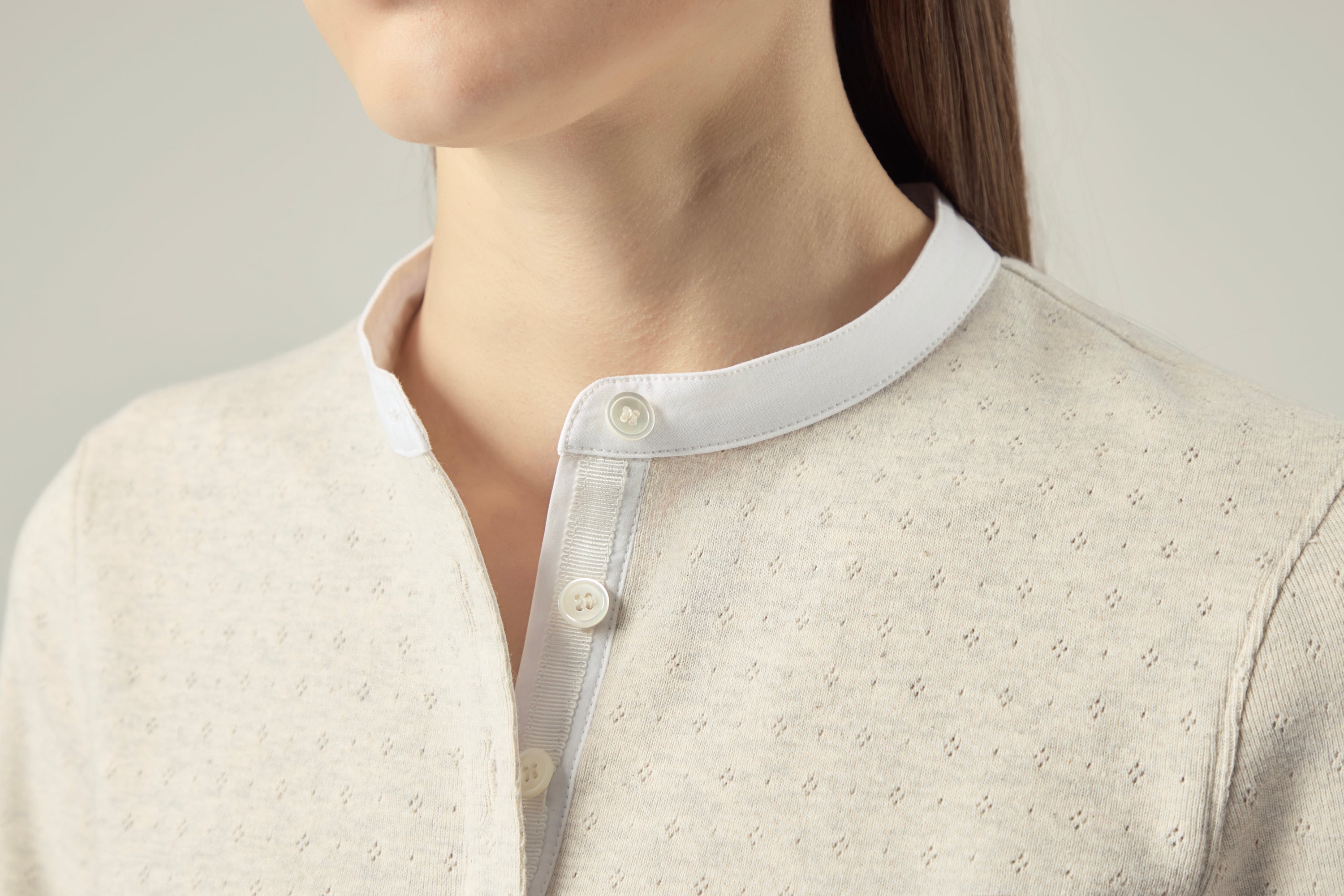 Pointelle Cotton Henley _ Oatmeal