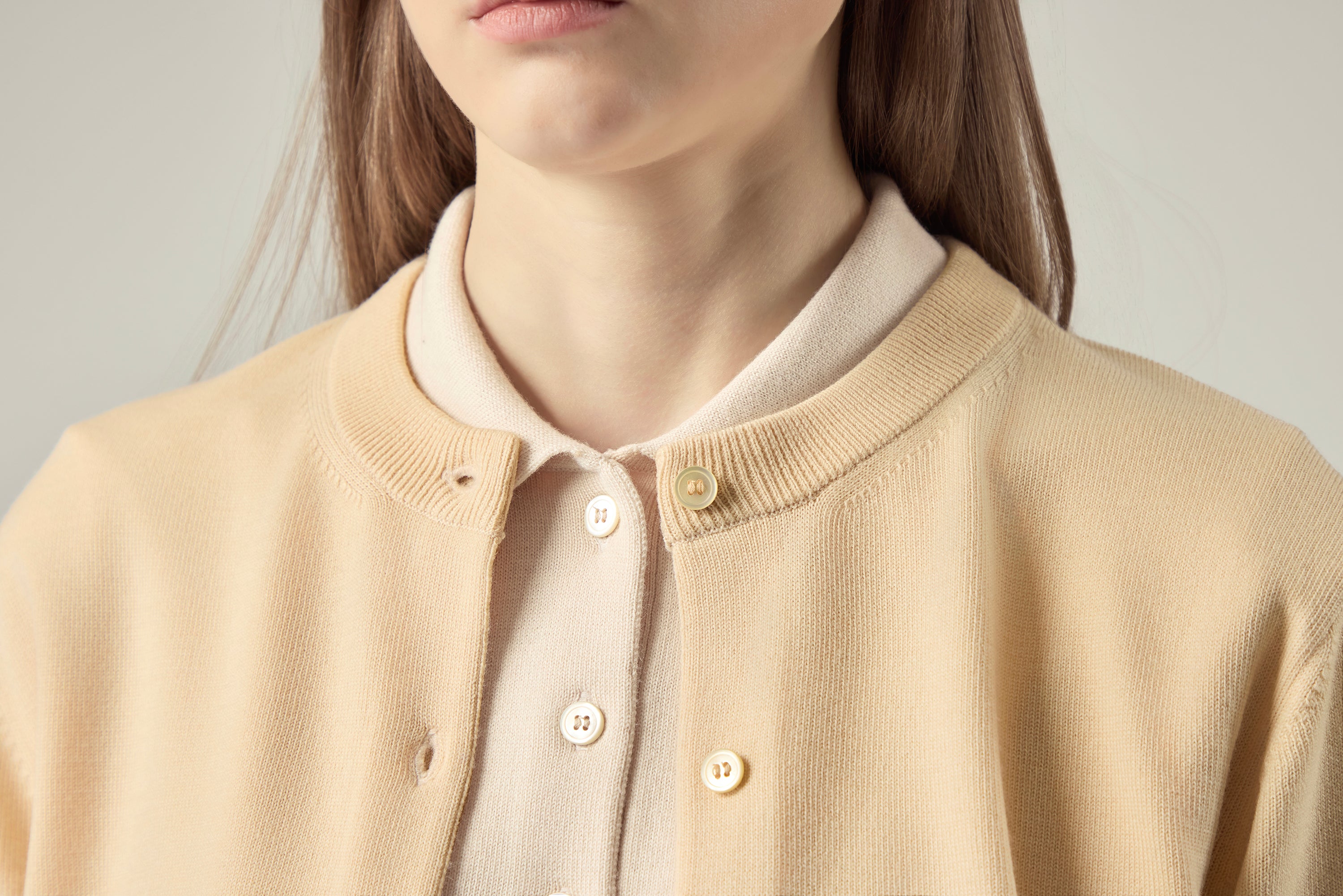 Classic Crewneck Cardigan _ Soft Camel