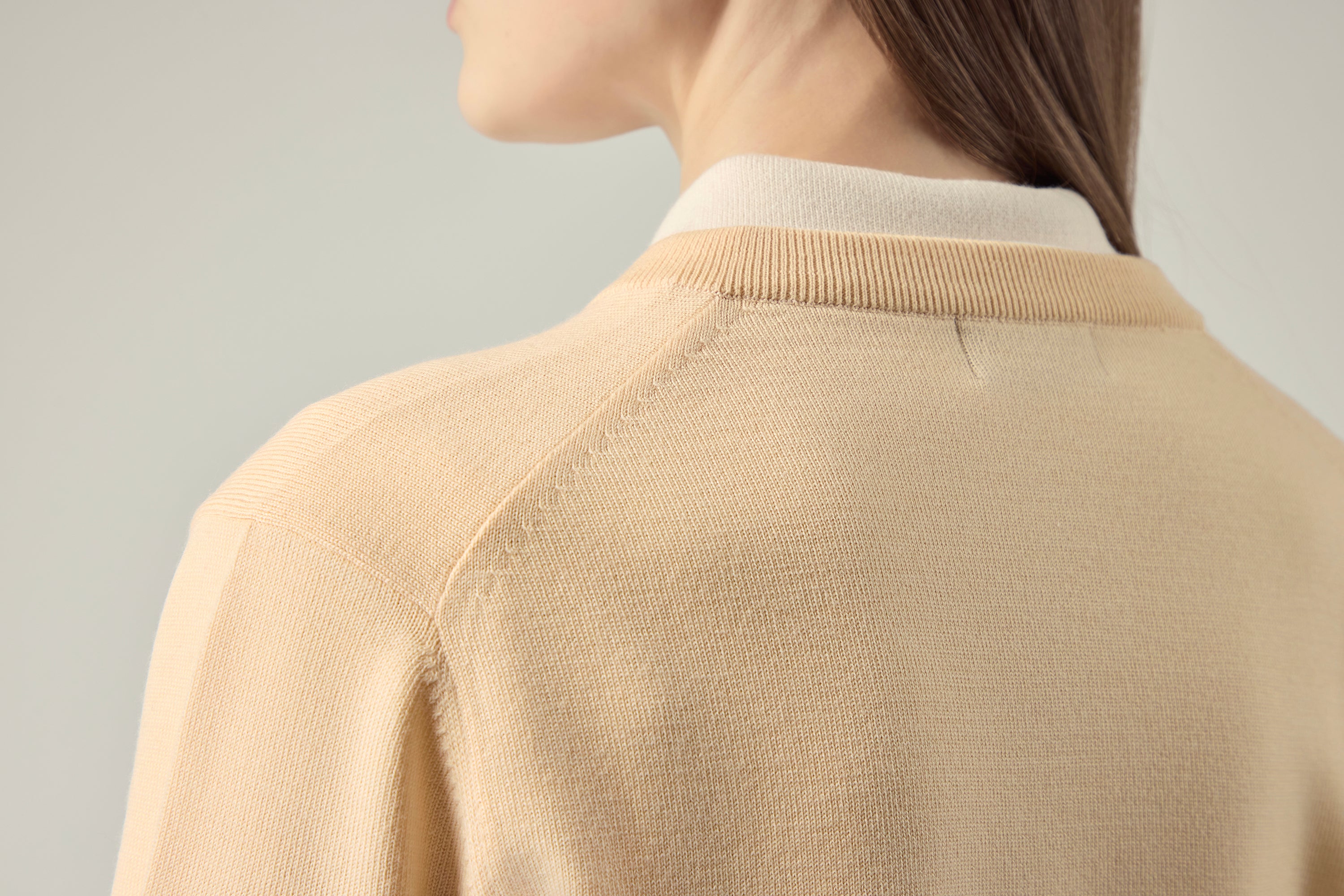 Classic Crewneck Cardigan _ Soft Camel