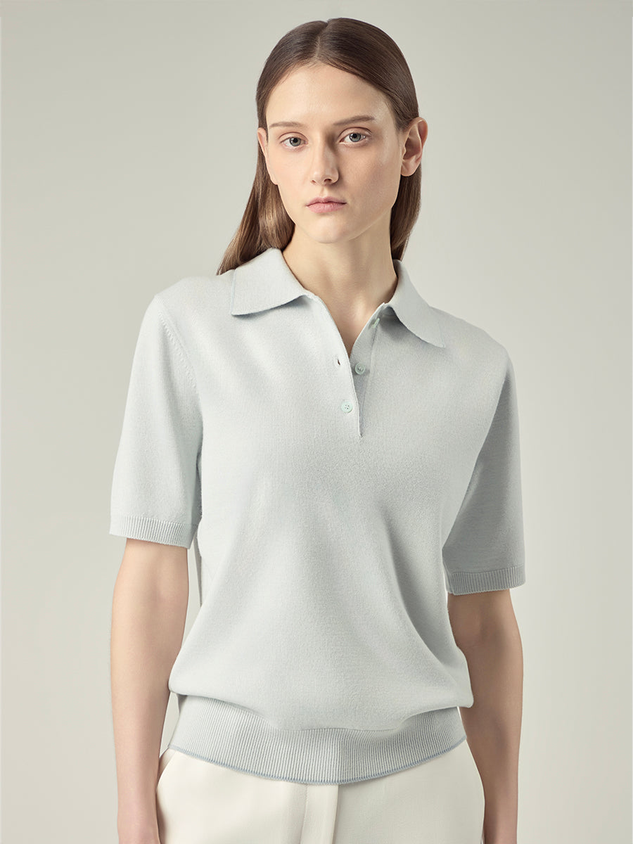 Classic Knit Polo _ Misty Sage