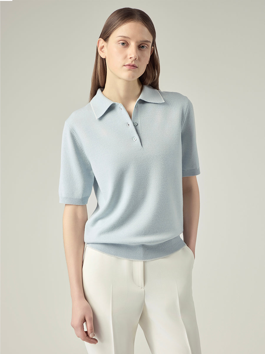 Classic Knit Polo _ Horizon Blue