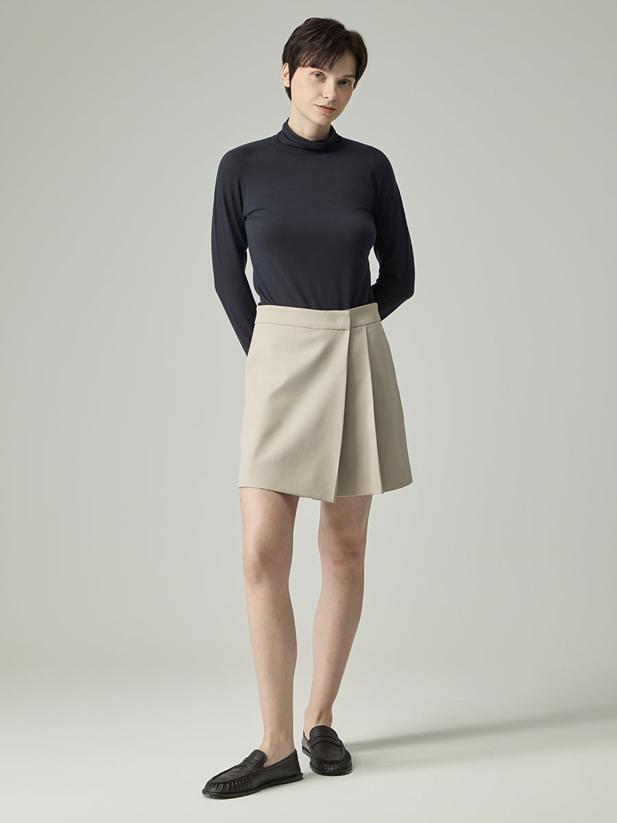 Wrap Pleat Skort _ Soft Sand Beige