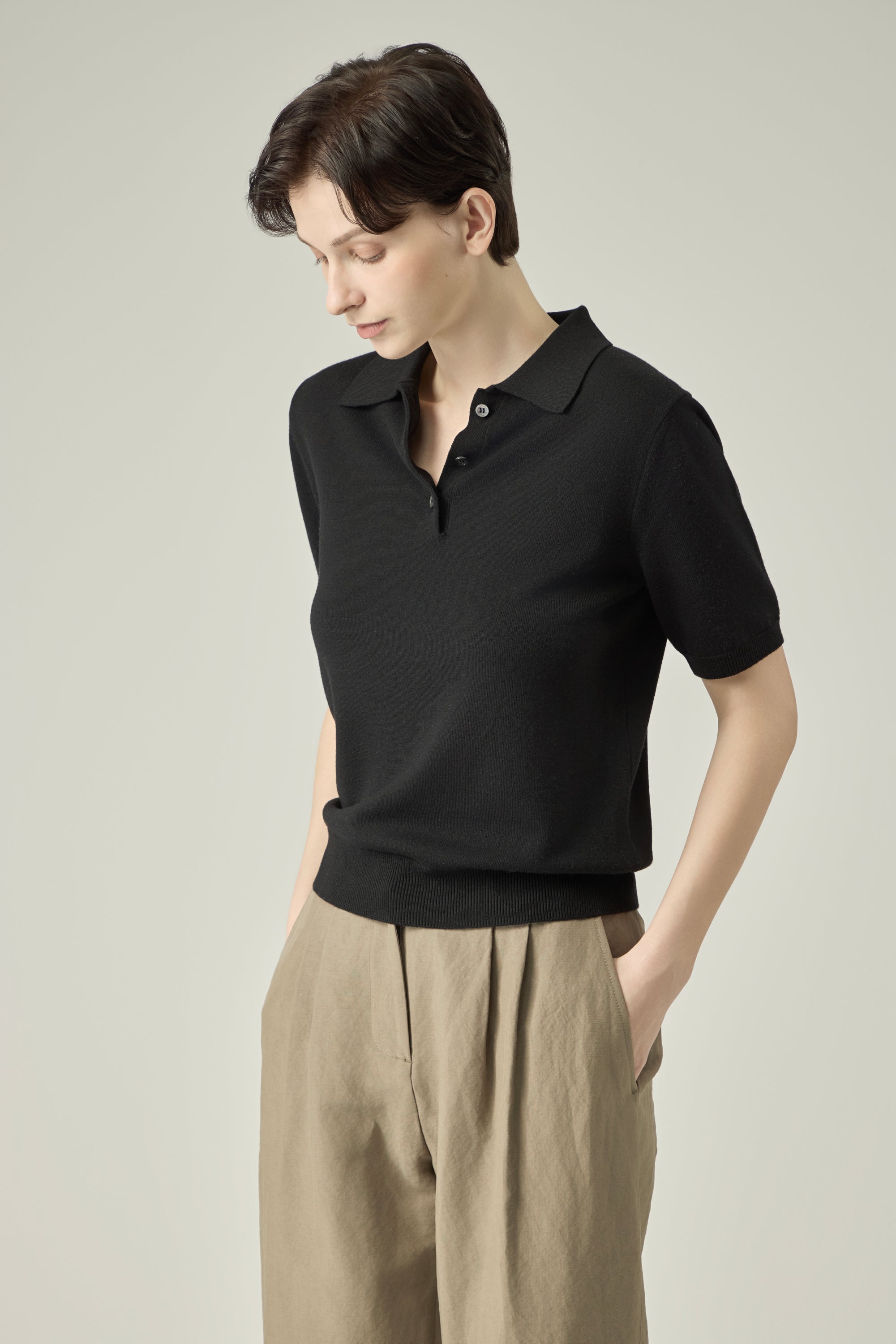 Classic Knit Polo _ Black