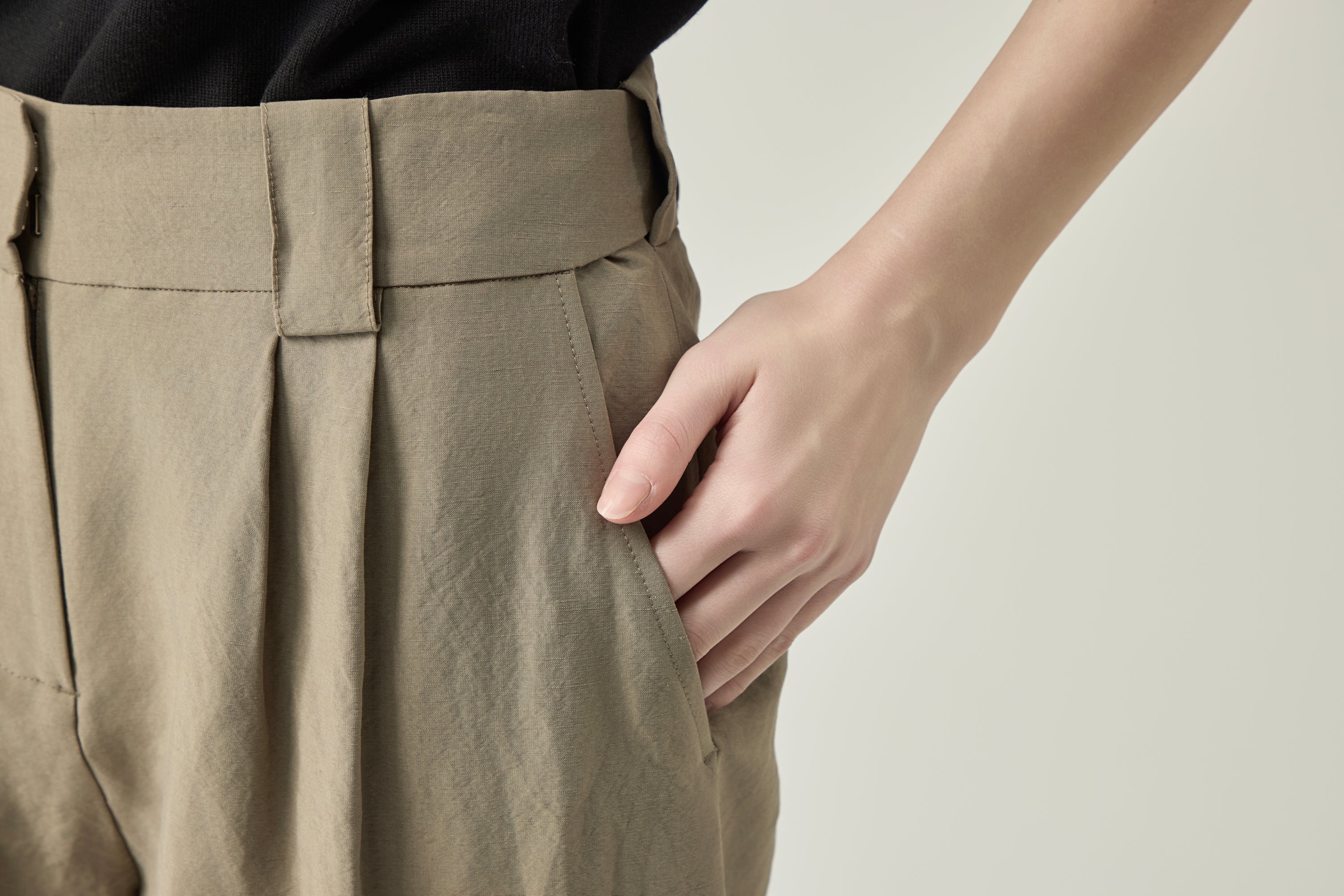 Soft Band Pants _ Olive Beige