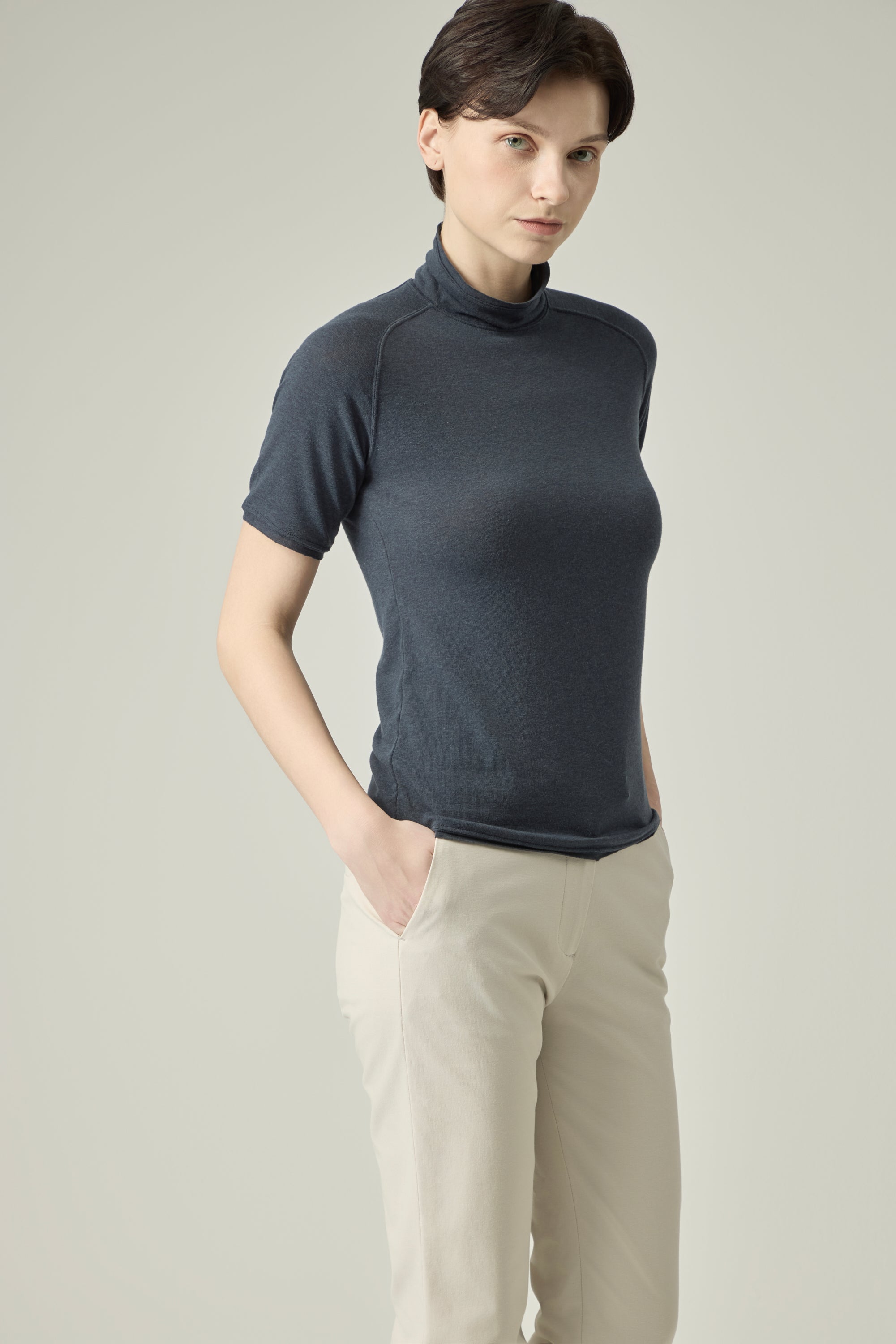 Soft High-neck _ Shadow Navy