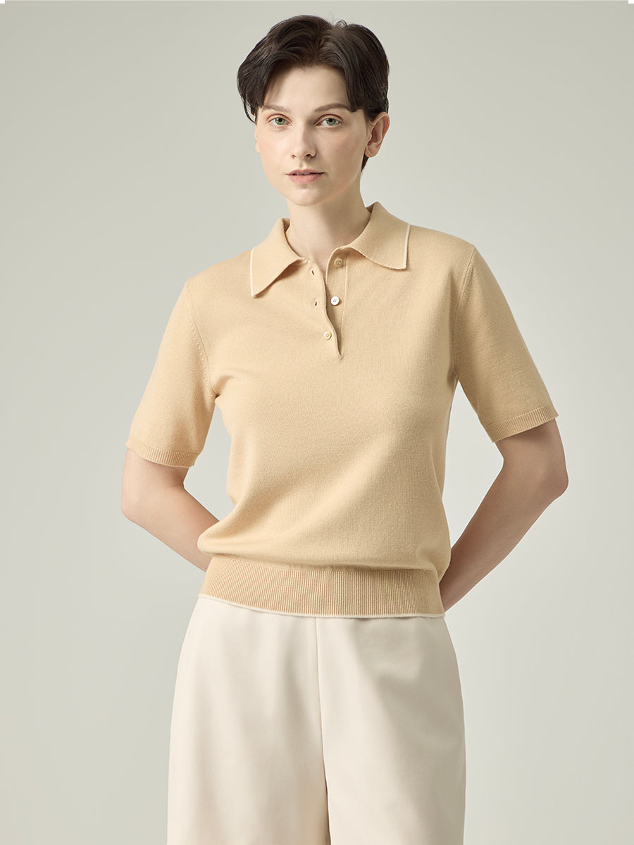 Classic Knit Polo _ Soft Camel