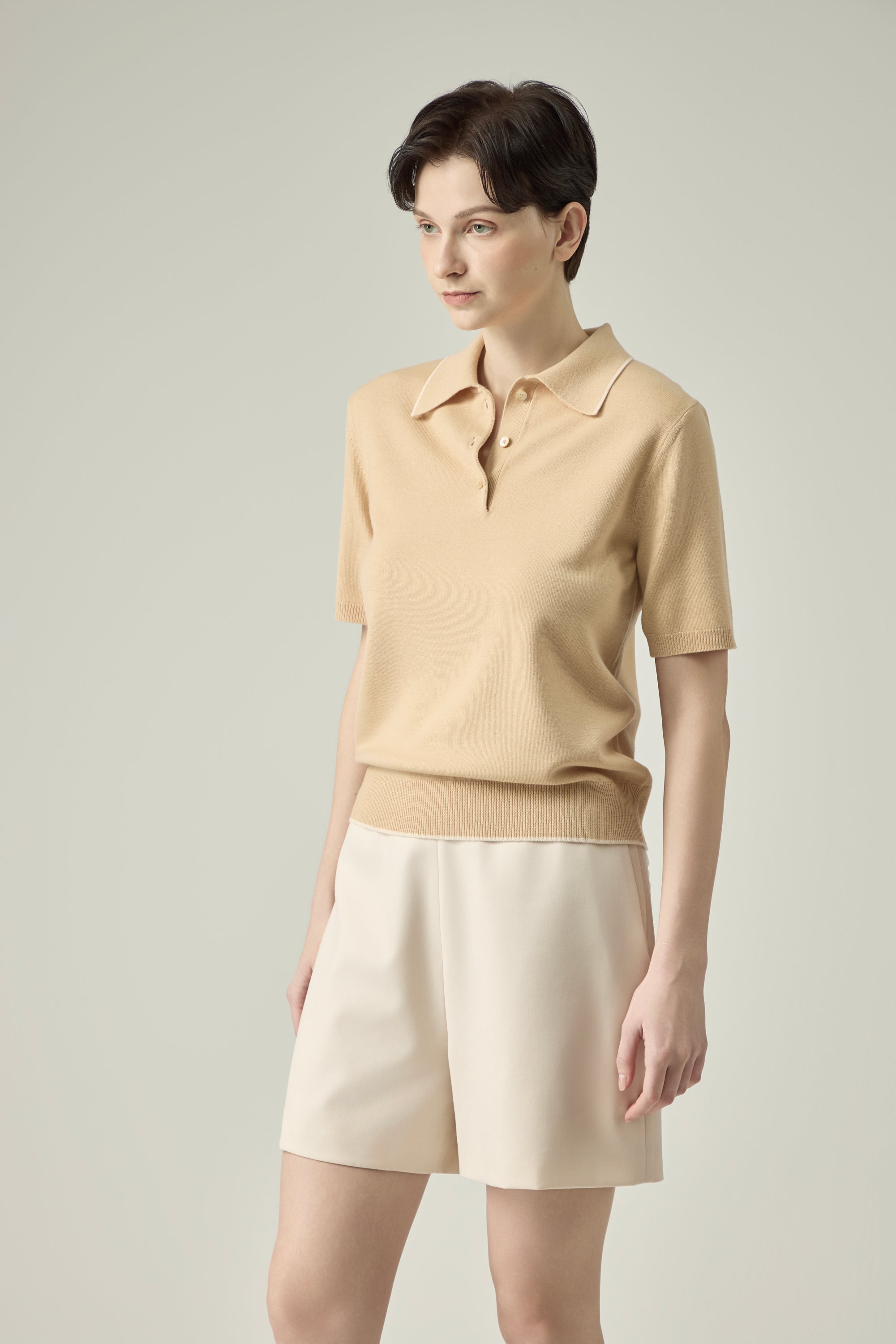 Classic Knit Polo _ Soft Camel