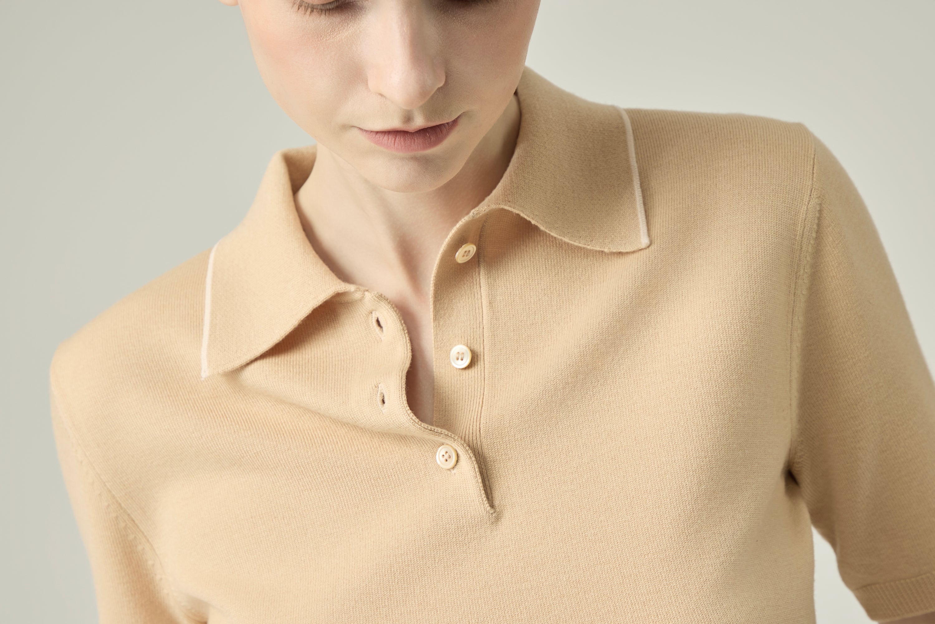 Classic Knit Polo _ Soft Camel