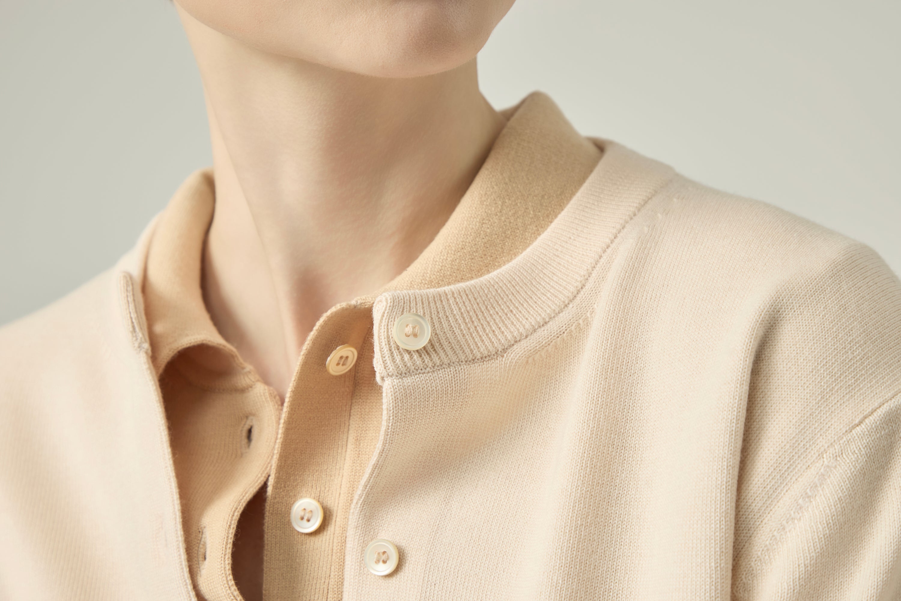 Classic Crewneck Cardigan _ Pale Nougat