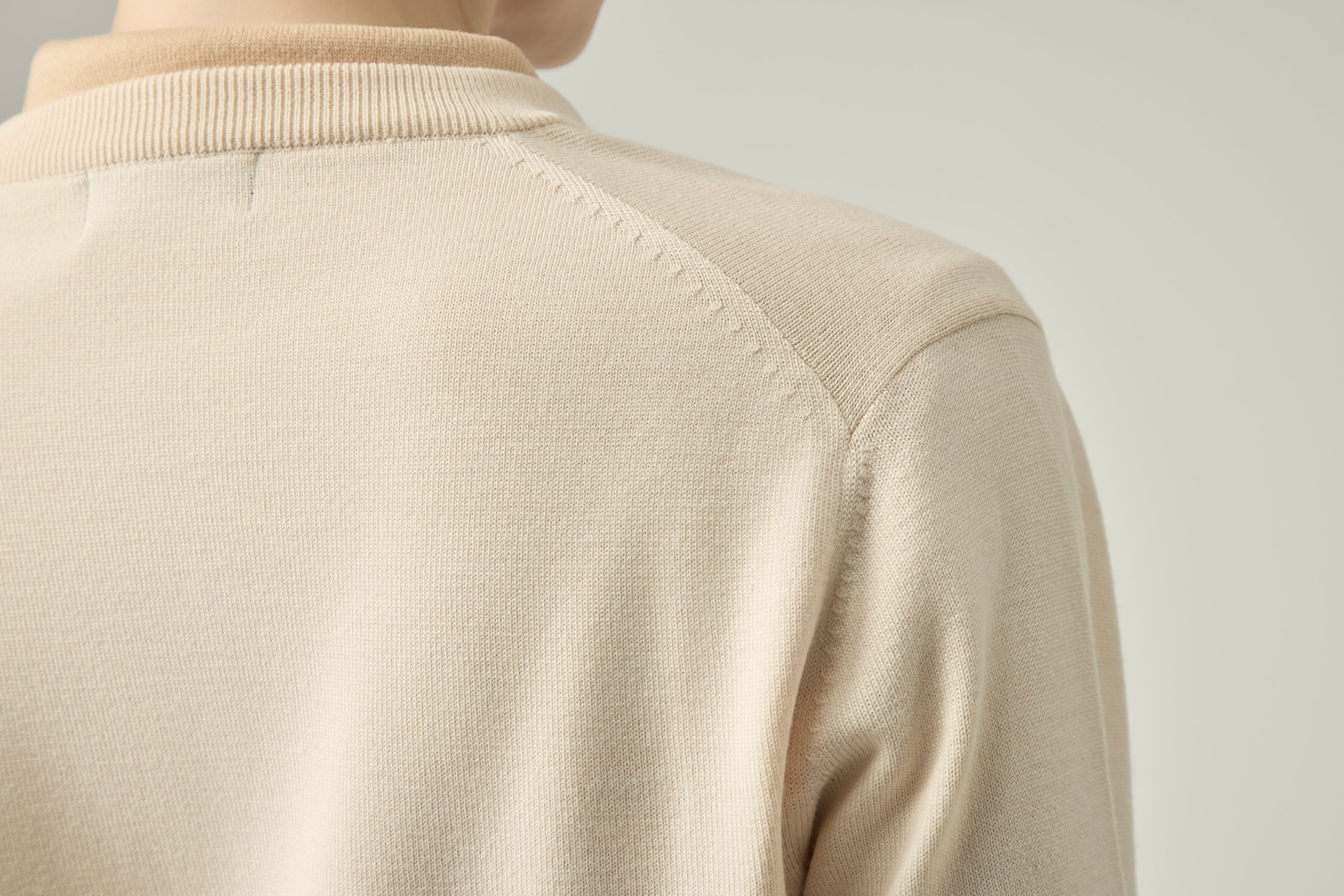 Classic Crewneck Cardigan _ Pale Nougat