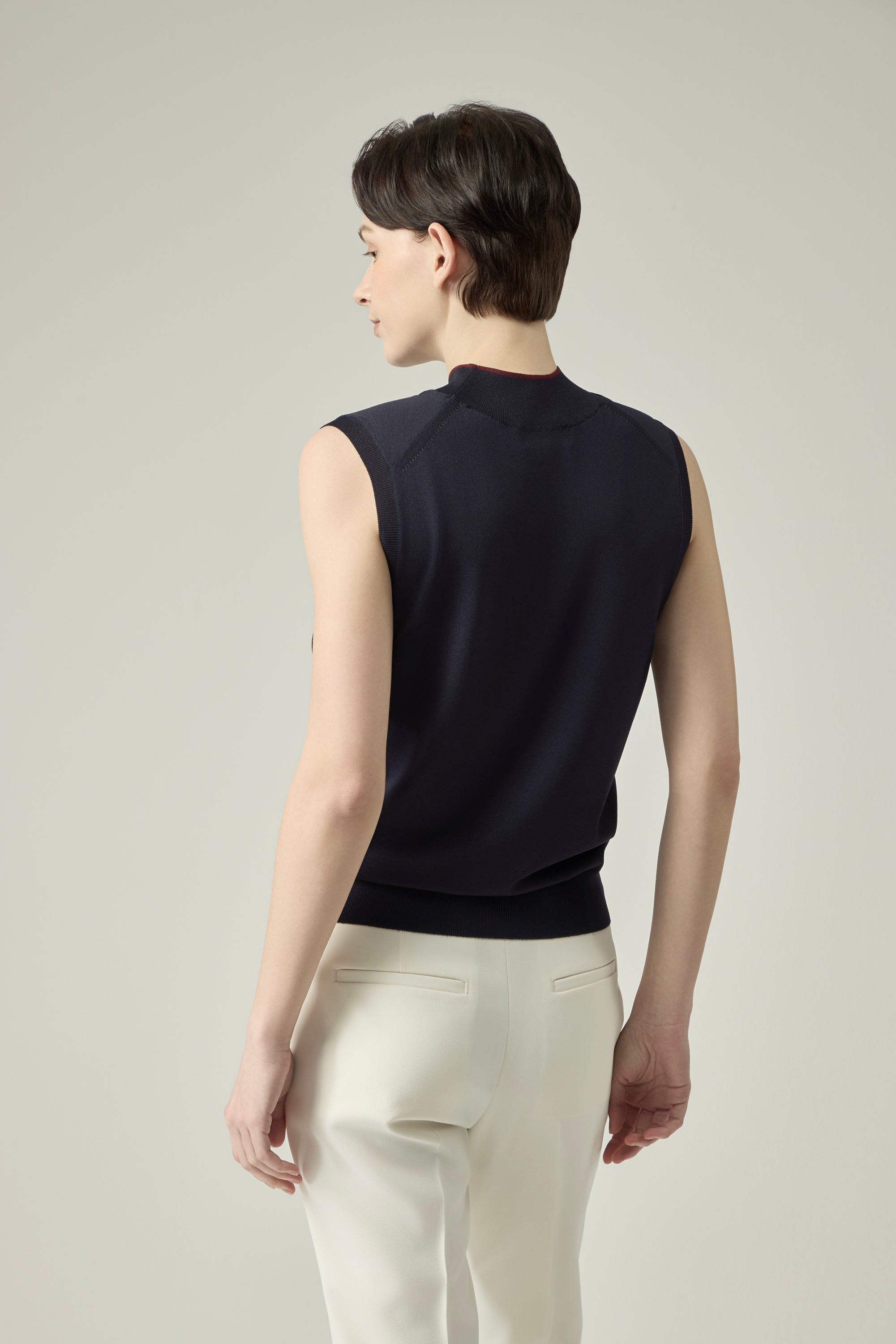 Mock-neck Vest _ Midnight Navy