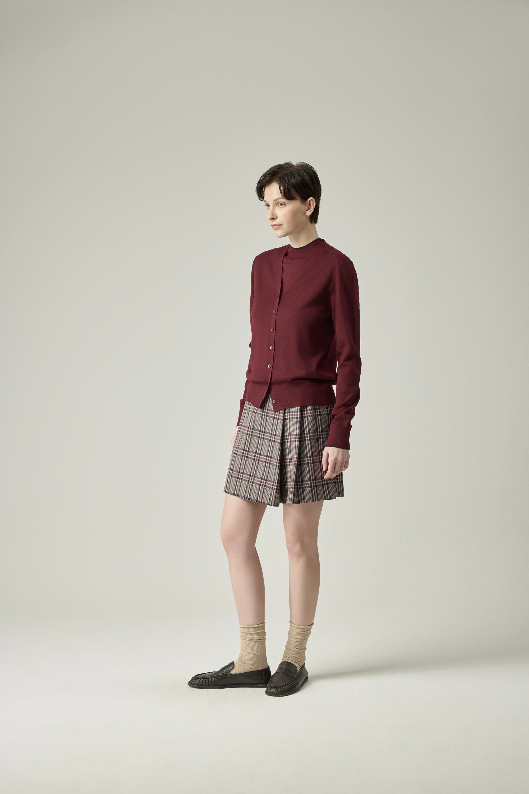 Plaid Wrap Skort _ Classic Glen Check